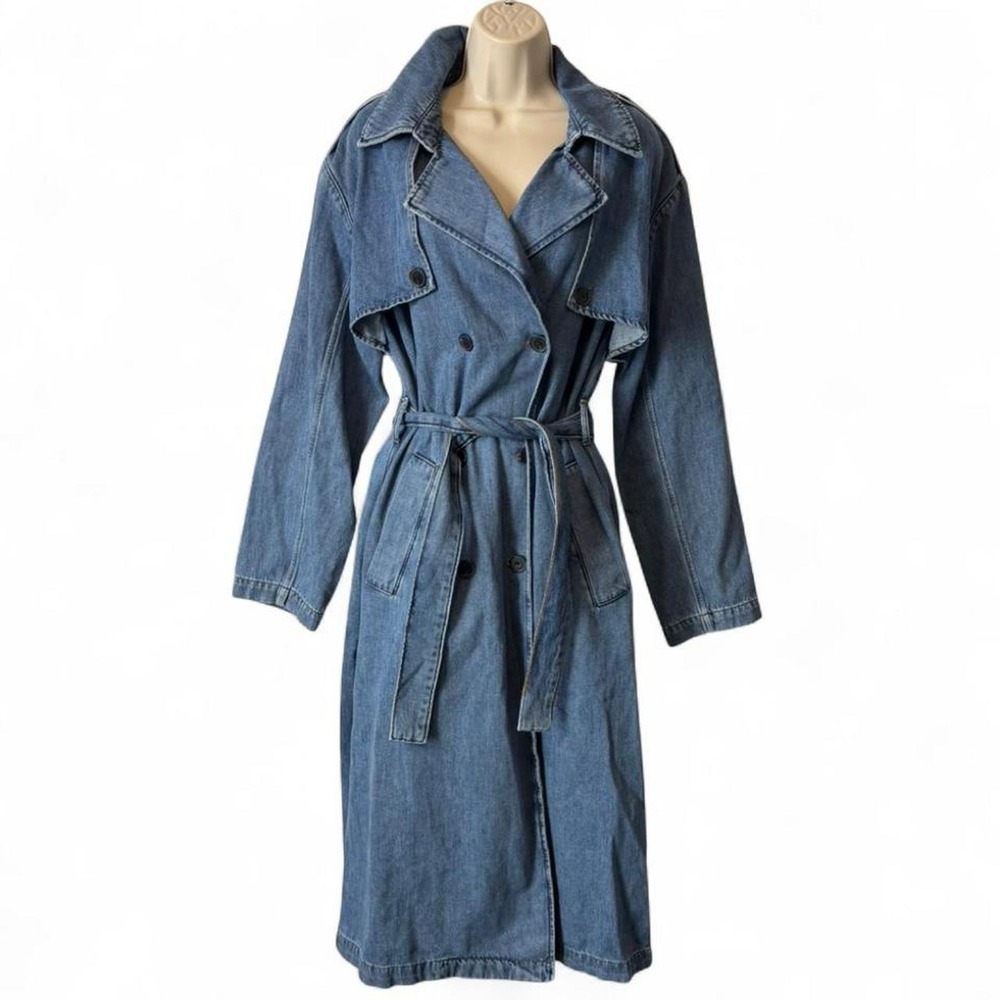 ba&sh Tresca Denim Trench Coat, Light‎ Used Blue, Women's Size 4